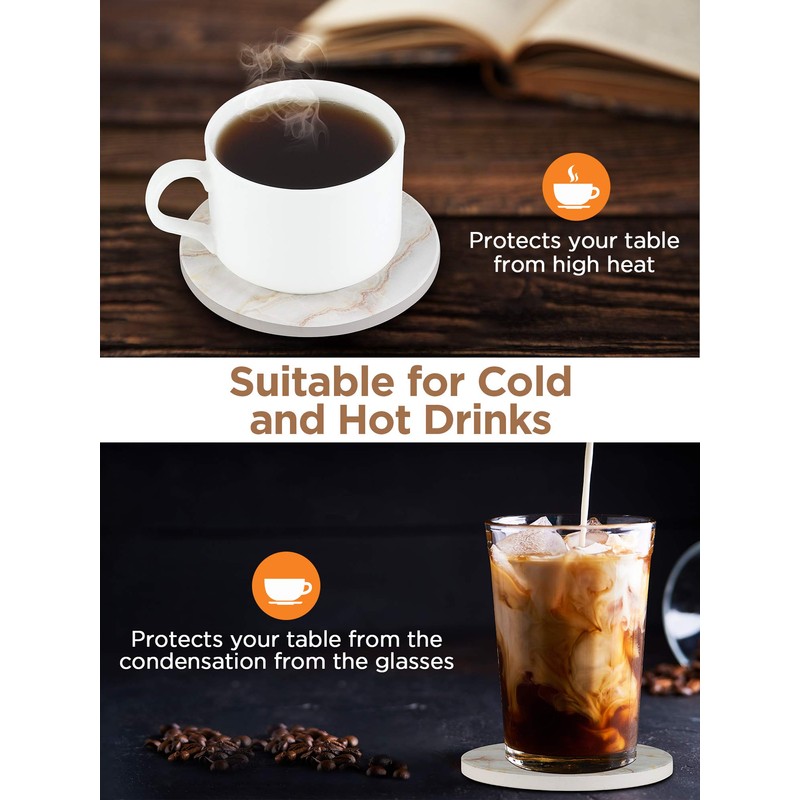 InnoGear Coasters for Drinks, 8 Pieces with Holder Absorbent Ceramic