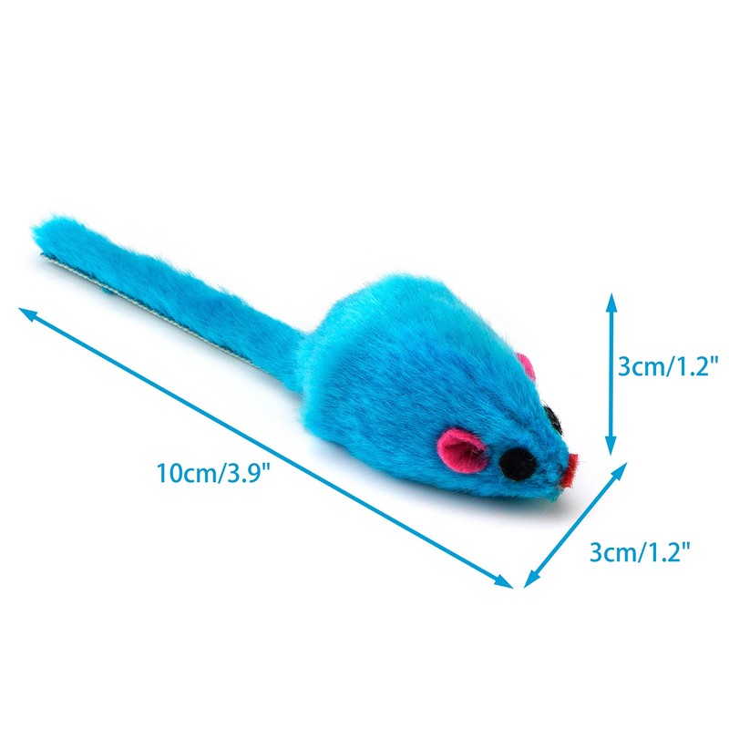 CHIWAVA 36PCS 4.1'' Furry Cat Toy Mice Rattle Small Mouse