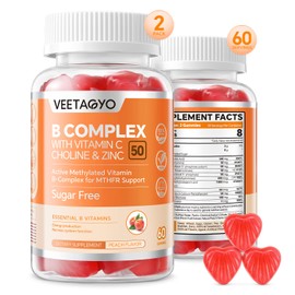 B Complex 50 Gummies ,Methylated B Complex with Vitamin C,Choline & Zinc - Active Methylated B-Complex for Energy,Methylated Support - All B Vitamins - B1,B2,B3,B5,B6,B7,B9,B12 - Sugar Free,120 Count