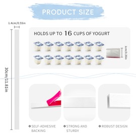 Wulqiiy - Paquete de 12 organizadores de yogur ajustables para refrigerador con cintas autoadhesivas, soporte de almacenamiento para refrigerador que ahorra espacio se adapta a tazas de yogur griegas
