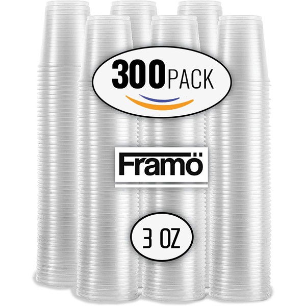 3 Oz Clear Disposable Plastic Cups by Framo, Small Disposable Bathroom Mouthwash Cups, (Clear, 300)