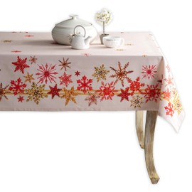 Maison d' Hermine Crystal Star 100% Cotton Tablecloth Kitchen Dining Table Cloth for Rectangle Tables Farmhouse Tabletop Cover for Parties, Wedding Thanksgiving/Christmas (140cm x 180cm)