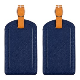 Premium Colored Luggage Tags for Luggage, Travel Bags and Suitcases by Adventure Goods- Navy Blue (Pack of 2)