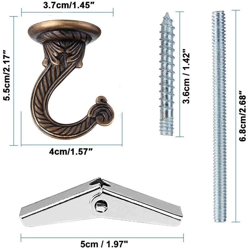 GDQLCNXB 2 Sets 55mm/2.17" Ceiling Metal Ceiling Hooks, Heavy Duty