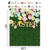 CHAIYA 5X7FT Happy Easter Backdrop Spring Green Grass Photography Background