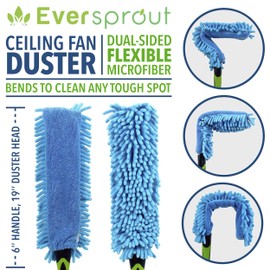 EVERSPROUT Flexible Microfiber Ceiling & Fan Duster (Pole Sold Separately) | Extra-Long 25'' Duster | Removable & Washable Sleeve | Bends to Clean Any Fan Blade | Twists onto Standard Threaded Poles