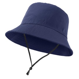 NOEMIN Men's Bucket Hat - Oversize XL/XXL/XXXL Quick Dry Fisherman Hat Lightweight Sun Protection Foldable Adjustable with Chin Strap for Beach Travel and Outdoor Activities Dark Blue