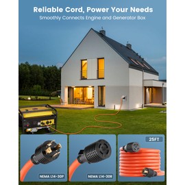 SURAIELEC 30 Amp 25FT Generator Cord and Power Inlet Box, Generator Box with 4-Prong Generator Cord, NEMA L14-30P to L14-30R Generator Cord Waterproof Combo Kit, ETL Listed, Ready for Emergency Use