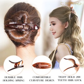 RC ROCHE ORNAMENT 6 Pcs Womens French Concord Curved Hair Clip No Slip Strong Grip Comfortable Hold Girls Ladies Beauty Accessory Pin Teeth Clamp, Large Rainbow Multicolor