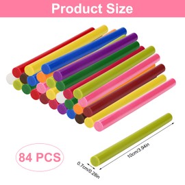 Pack of 84 Colourful Hot Glue Sticks, Hot Glue Sticks 7 mm x 100 mm, 14 Colours Glue Gun Sticks, Hot Glue Sticks for Hot Glue Gun, for DIY Crafts and Sealing Quick Repair