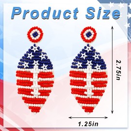 Patriotic Earrings Labor Day Drop Dangle Earrings Leaf Shape Leather Beaded Drop Dangle Earring for Women USA Patriotic Pendant Earrings for Veterans Day Independence Day Jewelry Gift Supplies