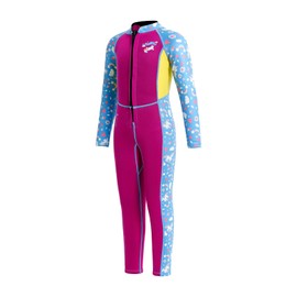 Lansru Children's Wetsuit in 3 mm, UPF50+ Neoprene Long Protection Against Sunburn, Comfortable Front Zip, Perfect for Swimming Courses