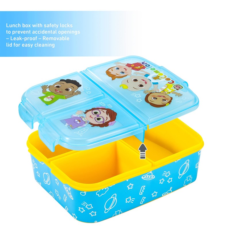 Zawadi Global Cocomelon Kids Childrens Multi Compartment Rectangular School Travel