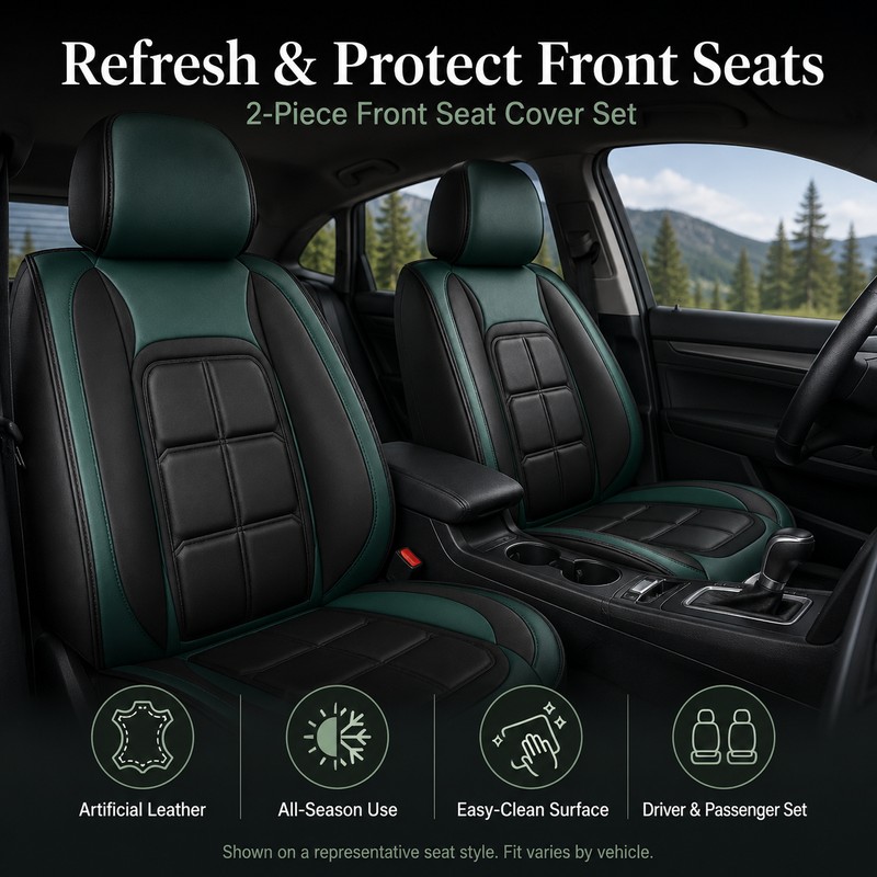 2-Piece Front Car Seat Cover Set – Artificial Leather Seat