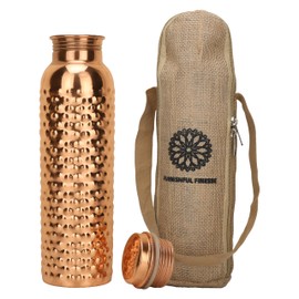 Copper Water Bottle For Drinking Black Pure Copper Ayurvedic Water Bottle 1000 ML Leak Proof,Water Bottle for Carrying Bag For for Sports, Gym,Yoga Travel,Water Bottle for Gym,Office,Hiking