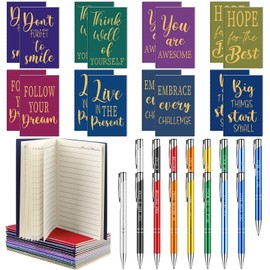 32 Pcs Employee Appreciation Gifts Inspirational Quote Pens Notepads Motivational Ballpoint Pens Small Pocket Notebook Funny Motivational Journals Notepads Thank You Pen for Coworker School Office