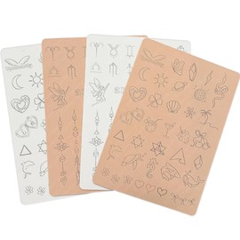 TgoBeauty Dual-Sided Tattoo Practice Skin - Space/Animal/Geometric Front, Angel/Text Back - Silicone Tattoo Practice Sheet for Beginners (Type F-Pink Pad-1pc)
