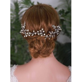 YERTTER - Diadema de cristal para boda, diseño de diamantes de imitación, accesorio para el pelo para mujeres y novias (plata)