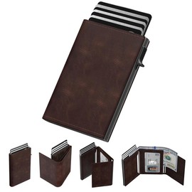typecase Men's Wallet Card Holder: pop-up aluminum case, carbon fiber leather, RFID blocking, holds up to 9-14 cards - Style: Carbon Fiber Black