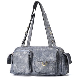 molshine Women's Shoulder Bags, Y2k Retro Hobo Clutch Purses, Multipocket Soft Punk Satchel Tote Handbags (Denim Blue)