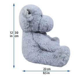 Doindute Gray Plush Hippo Stuffed Animal Toy, Soft Cuddly Plushie Hugger Toy for Boys & Girls, Birthday Gifts for Kids or Girlfriend, 12"