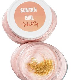 Suntan Girl whipped sugar scrub soap. Summer beach gift for her. Nostalgic tan lotion fragrance