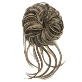 IMISSU 2PCS Messy Hair Bun Piece Updo Long Scrunchies Wrap Ponytail Extension Wavy Hairpieces Chignon Headband (2PCS Brwon Blonde)