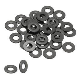 PATIKIL 8# Flat Washers 3/16" ID x 7/16" OD, 50 Pcs 304 Stainless Steel Metal Washers Black Electroplated Flat Gasket Spacer for Screws and Bolts, Black