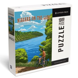 Niagara-on-The-Lake, Ontario, Canada, Biker, Lake and Vineyard, Painterly (1000 Piece Puzzle, Challenging Jigsaw Puzzle for Adults, Made in USA)