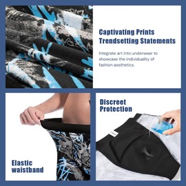 Carer Incontinence Underwear for Men Washable Mens Incontinence Boxer Briefs with Front Absorbent for Bladder Leakage 100ML 3 Pack Cotton Reusable Leak Proof Underwear for Men (2XL, 2 Pattern/Black)