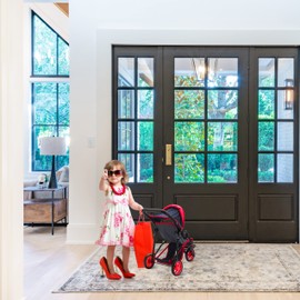 Baby Doll Stroller for Dolls - Jogger Toy Doll Stroller for Toddlers 3 Years and up, Adjustable Canopy & Storage Basket, Denim Design for Kids