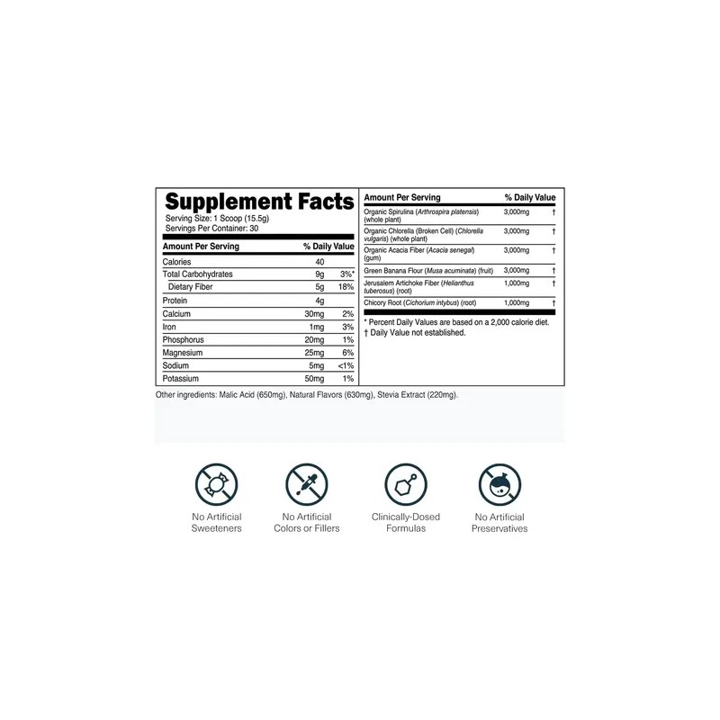 Transparent Labs Prebiotic Greens Superfood Antioxidantes 30