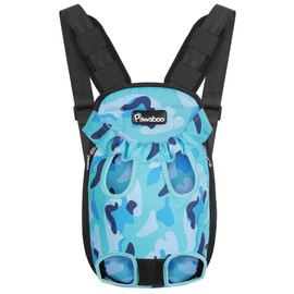 Pawaboo Pet Carrier Backpack, Adjustable Pet Front Cat Dog Carrier Backpack Travel Bag, Legs Out, Easy-Fit for Traveling Hiking Camping for Small Medium Dogs Cats Puppies, Extra Large, Blue Camouflage