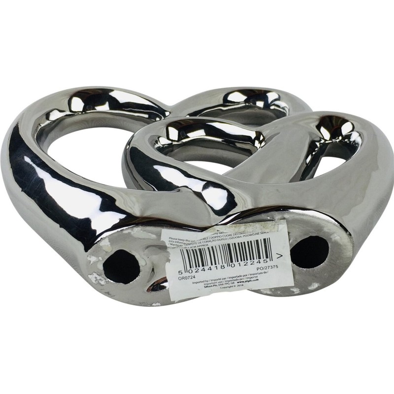 Double Heart Silver Ornament