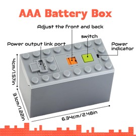 AIMATRIX 4pcs Power Function 2*AAA-Battery-Box and 2*M-Motors, Compatible with Technic Parts L Brand