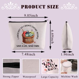 PLITI Crochet Gift for Crochet Lover Gift I Crochet So I Don't Choke People Save A Life Send Yarn Makeup Bag Knitting Gift (Crochet So Yarn PKU)