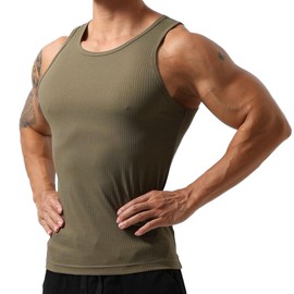 Magiftbox Mens Elastic Workout Gym Muscle Sleeveless Shirts Athletic Lightweight Sweatshirts Tank Tops for Men T79_Green_US-M