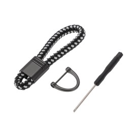 Partuto 1 Set Universal Car Keychain - Car Home Women Men Key Chain with Ring Durable - PU Leather Zinc Alloy Black White