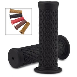 DKMOTORK 0031 Motorcycle Handlebar Grips for 7/8" Handlebars 22mm/24mm Non Slip Universal (Black)