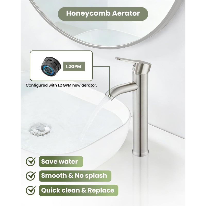gotonovo Vessel Sink Faucet Modern Tall Bathroom Faucet Single Handle