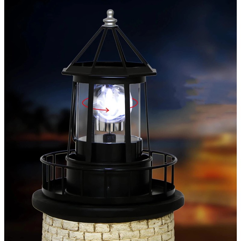 Enajucy Solar Lighthouse Rotating Light - 360 Degree Light Houses