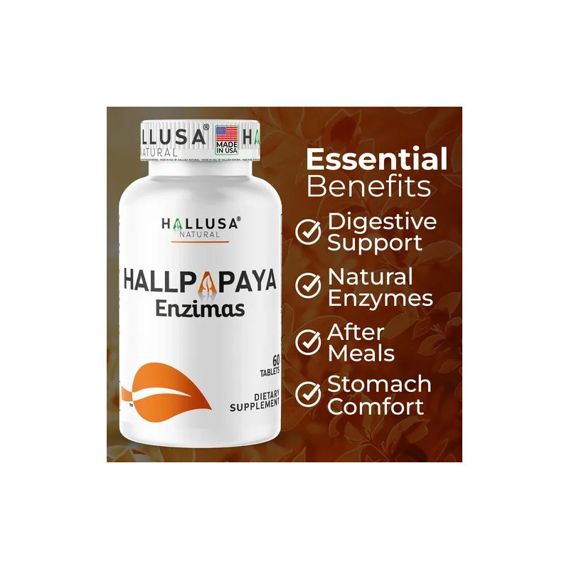 Hallusa Papaya Enzyme Enzimas Digestivas 60 Tabletas