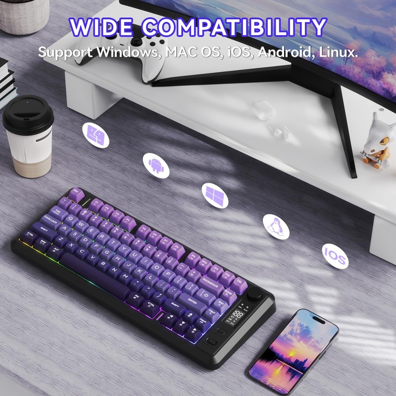 ZIYOU LANG M75 Wireless Gaming Keyboard, RGB Backlit Rechargeable 2000mAh