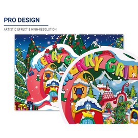 Allenjoy 82" x 59" Merry Grinchmas Christmas Backdrop for Kids Xmas Winter Let it Snow Happy New Year Holiday First Birthday Baby Shower Party Supplies Decoration Banner Photo Booth Props Background