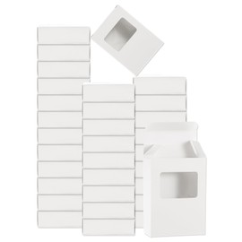 sourcing map 32Pcs Soap Packaging Boxes 2.6x3.5x1.2 Inch Kraft Soap Box with Window Mini Soap Present Treat Gift Box for Bakery Candy Packaging Jewelry Display (Rectangle, White)