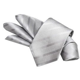 Social Necktie, Wedding, Nishijin Textile, Formal, Silver, Necktie & Pocket Square Set, Made in Japan, Dresses, 100% Silk, Wedding Ceremonies (Zero Style Cravat), Silver