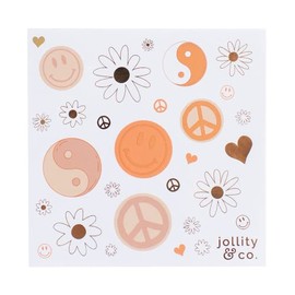 Jollity & Co Party Supplies | Peace & Love Daisy Sticker Sets | Great For Easter, Spring Parties, And Birthday Party Favors | Paper, 4 Sheets