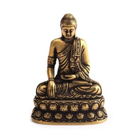 Kopida Retro Pure Brass Antique Sakyamuni Sitting Buddha Statue Ornaments Meditation Seated Pose Buddha Statue Figurine Car Decoration Office Decoration Antiques Small Sakyamuni Statue Home Decor