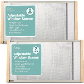 Home Intuition 2-Pack Adjustable Horizontal Window Screen 21-37 inches Wide, 10 Inch High, Bug and Mosquito Netting, Replacement WindowScreen for Kitchen Windows, RV Camper, Dorm Ventilation