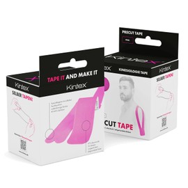 Kintex Kinesiologie Tape vorgeschnitten, 20 Tape-Streifen á 25 cm x 5 cm, PreCut Tape, hautfreundlich, wasserfest, für Sport (Pink)